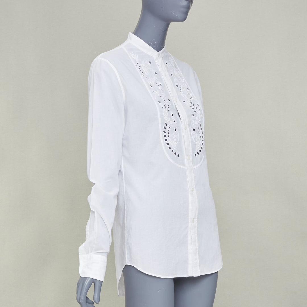 ALEXANDER MCQUEEN KIDS 2017 white embroidered eyelets trim priest shirt Y14+ XS