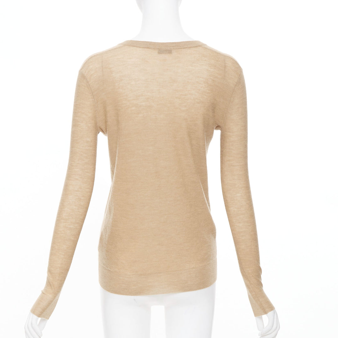 JOSEPH 100% cashmere tan brown fine knit V neck sweater XS