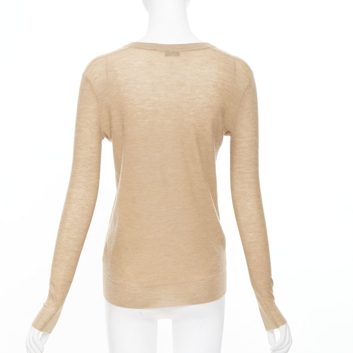 JOSEPH 100% cashmere tan brown fine knit V neck sweater XS
