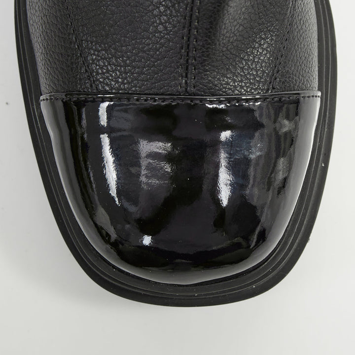 GIUSEPPE ZANOTTI Circus black stretch nappa patent cap toe boots EU39