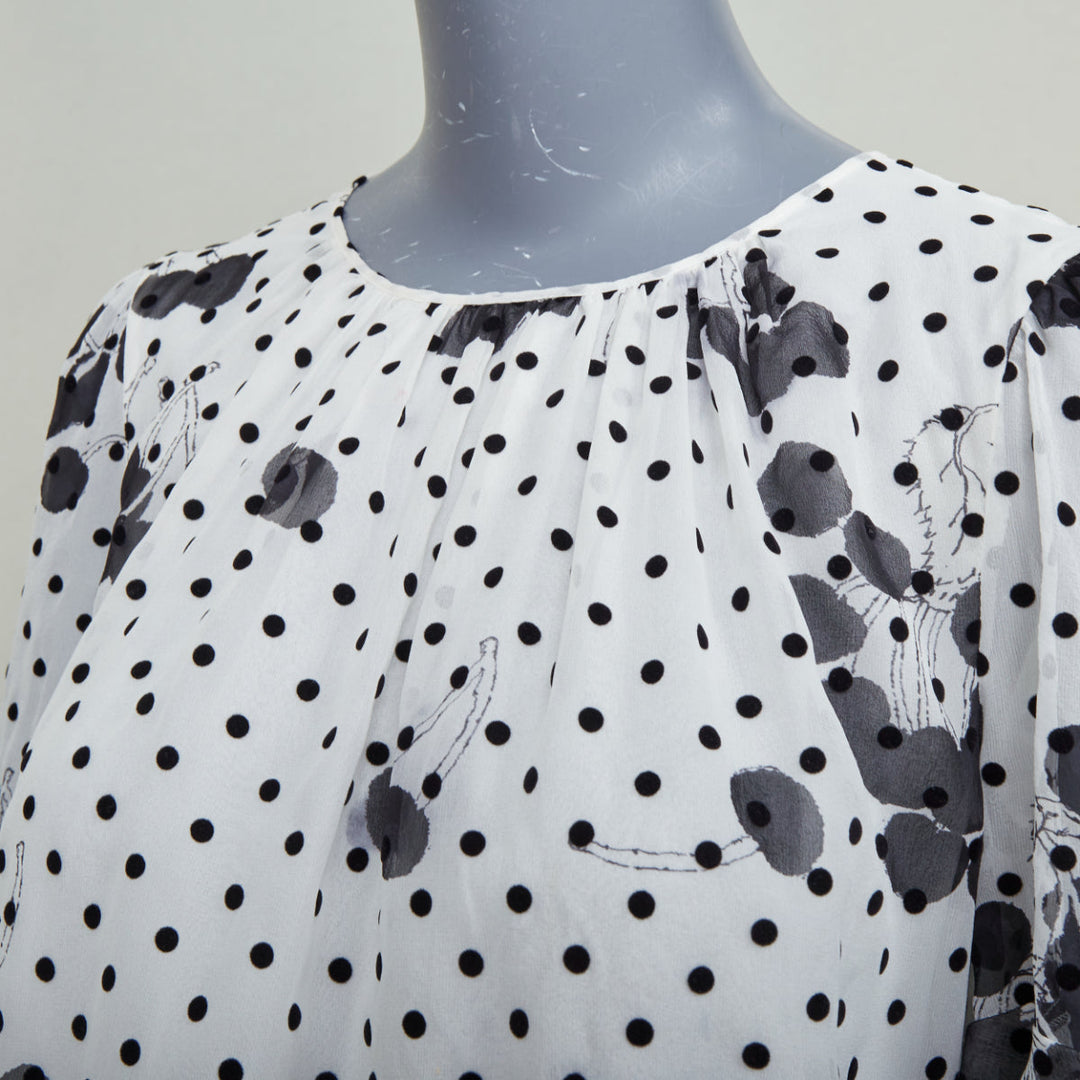GIAMBATTISTA VALLI 2019 polka dot floral print tiered silk flounce blouse  top