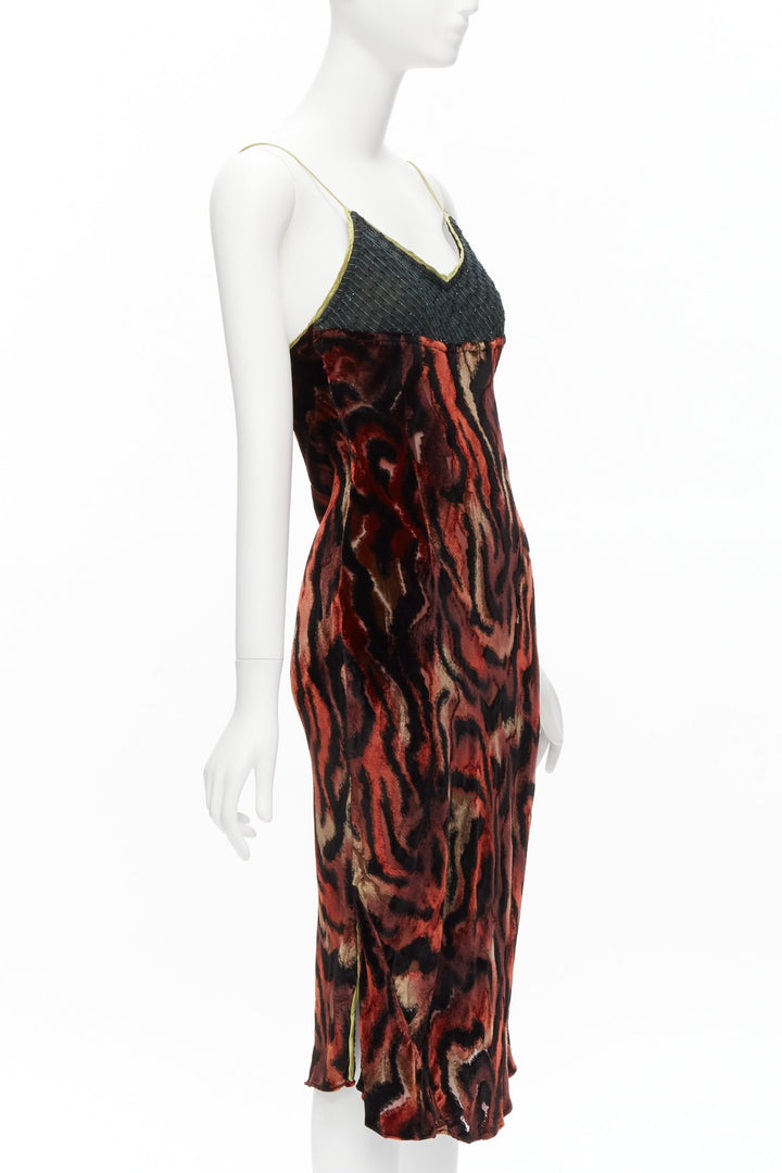 VOYAGE INVEST IN THE ORIGINAL LONDON red swirl velvet embroidered slip dress