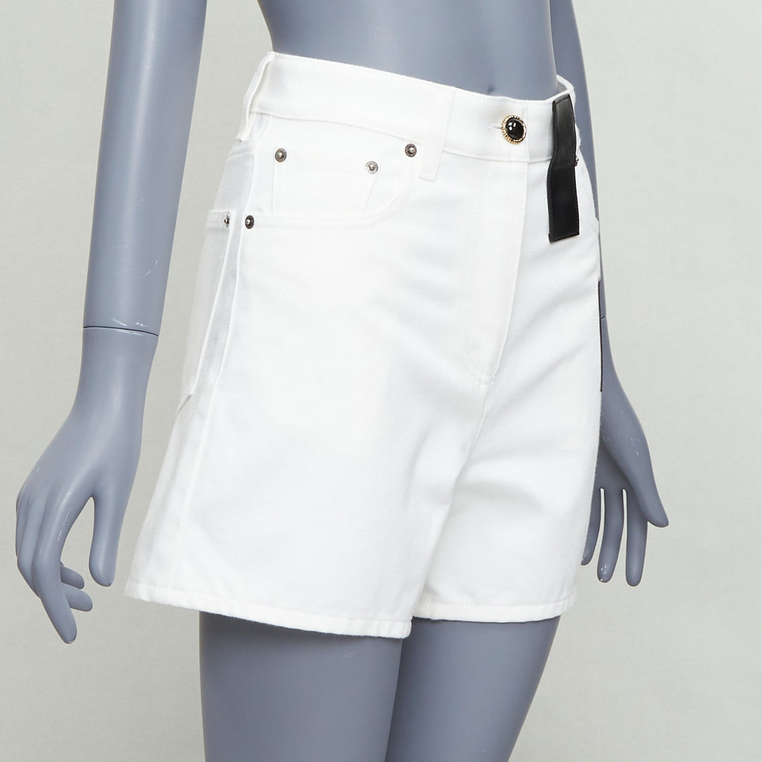 LOUIS VUITTON 2024 white cotton accent denim mini shorts FR34 XS