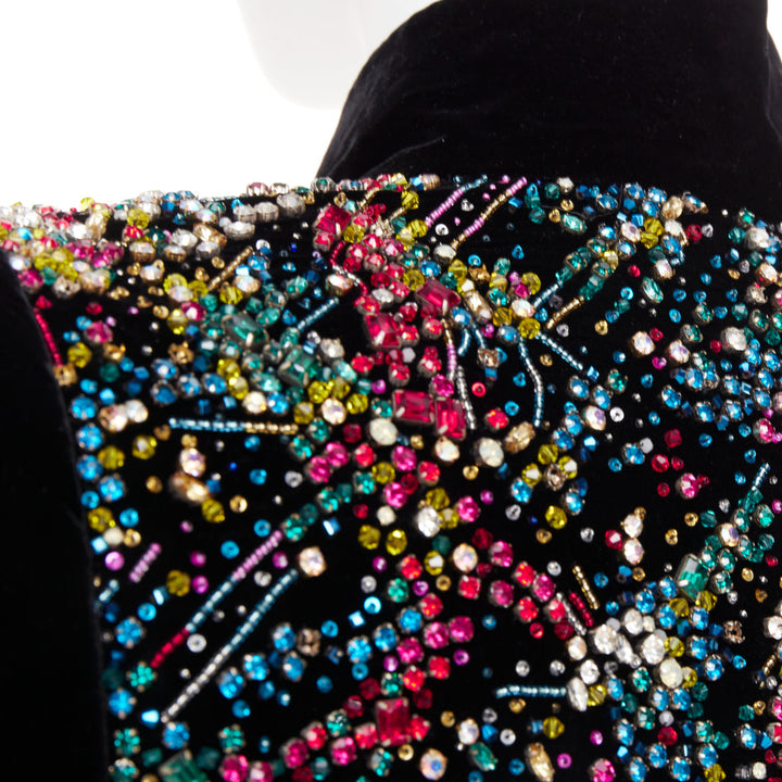 rare ALEXANDRE VAUTHIER COUTURE SS2021 Runway black velvet crystal crop jacket