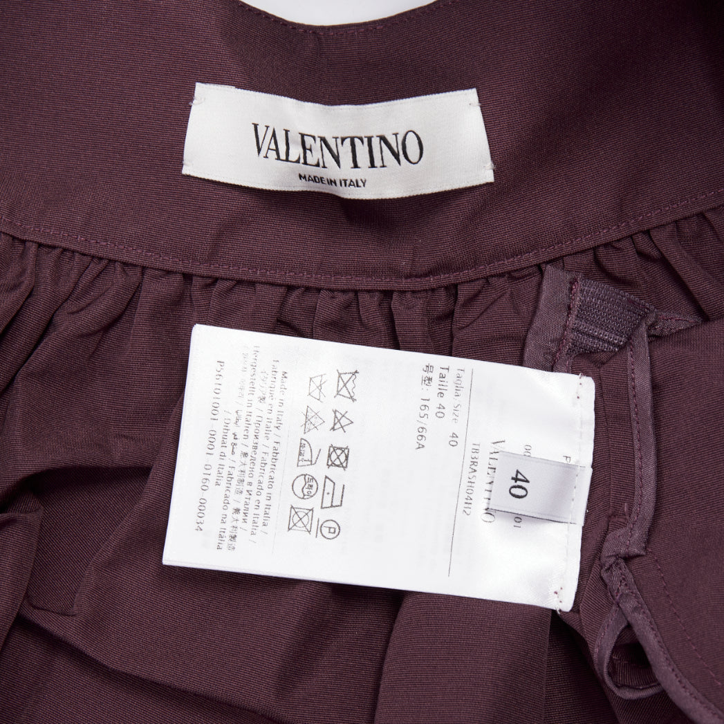VALENTINO 2019 dark purple drop frill cotton blend gathered midi skirt IT40 S
