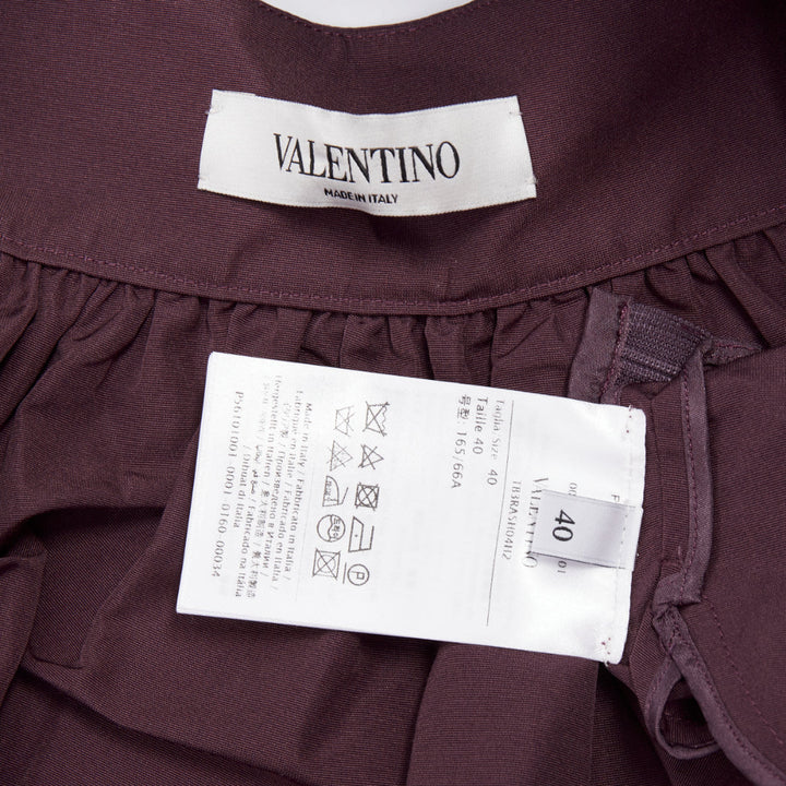VALENTINO 2019 dark purple drop frill cotton blend gathered midi skirt IT40 S