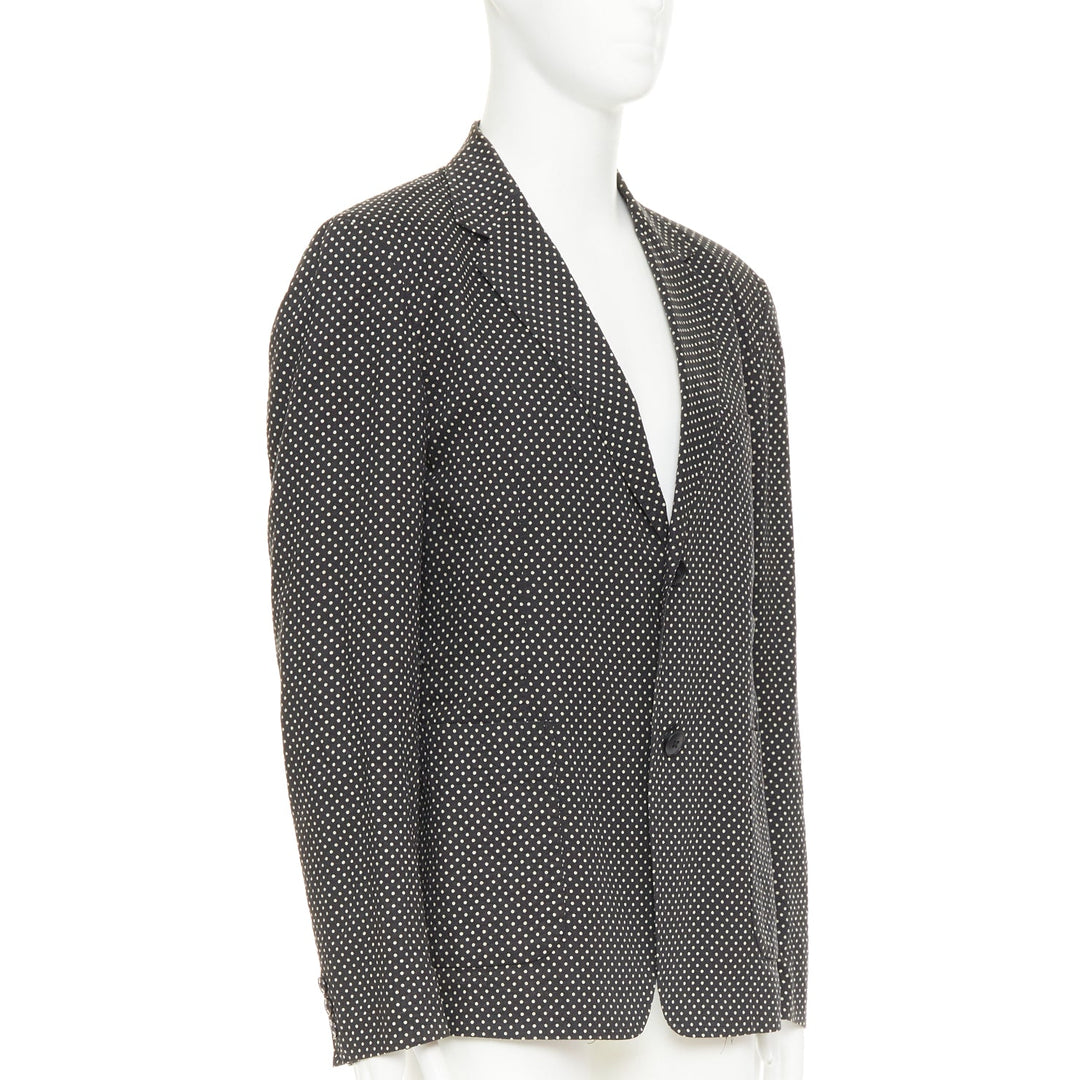 YOHJI YAMAMOTO Pour Homme black white polka dot unstructured blazer JP3 L
