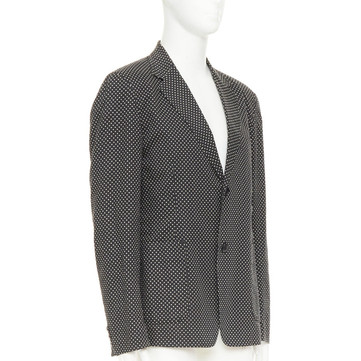 YOHJI YAMAMOTO Pour Homme black white polka dot unstructured blazer JP3 L