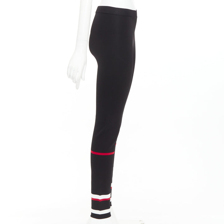 GIVENCHY black red white striped hem viscose knit legging pants XS
