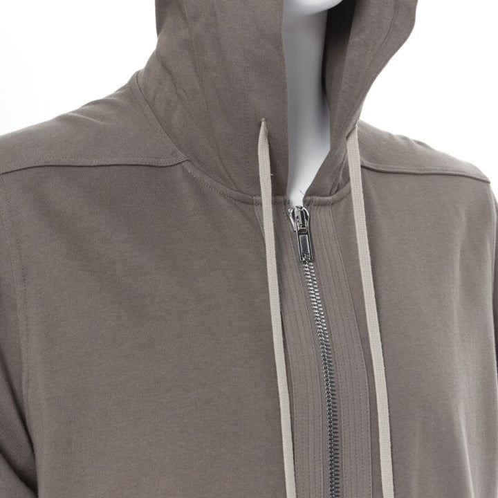 Male mannequin wearing Rick Owens Spring Summer 2020 Grey Cotton Men Hoodies in Size  S | Available at JHROP