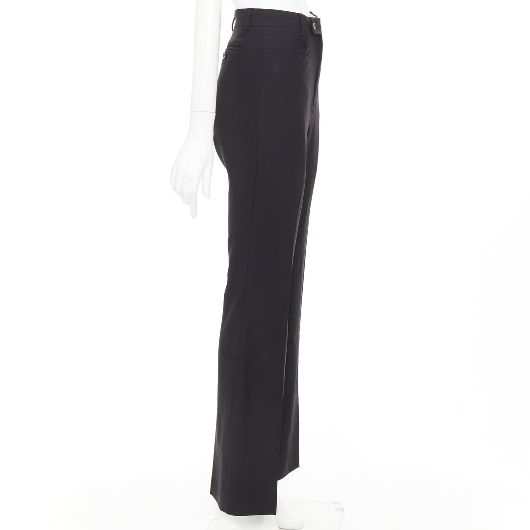 GUCCI Tom Ford black wooly curved pocket high waist flare trousers IT38 XS