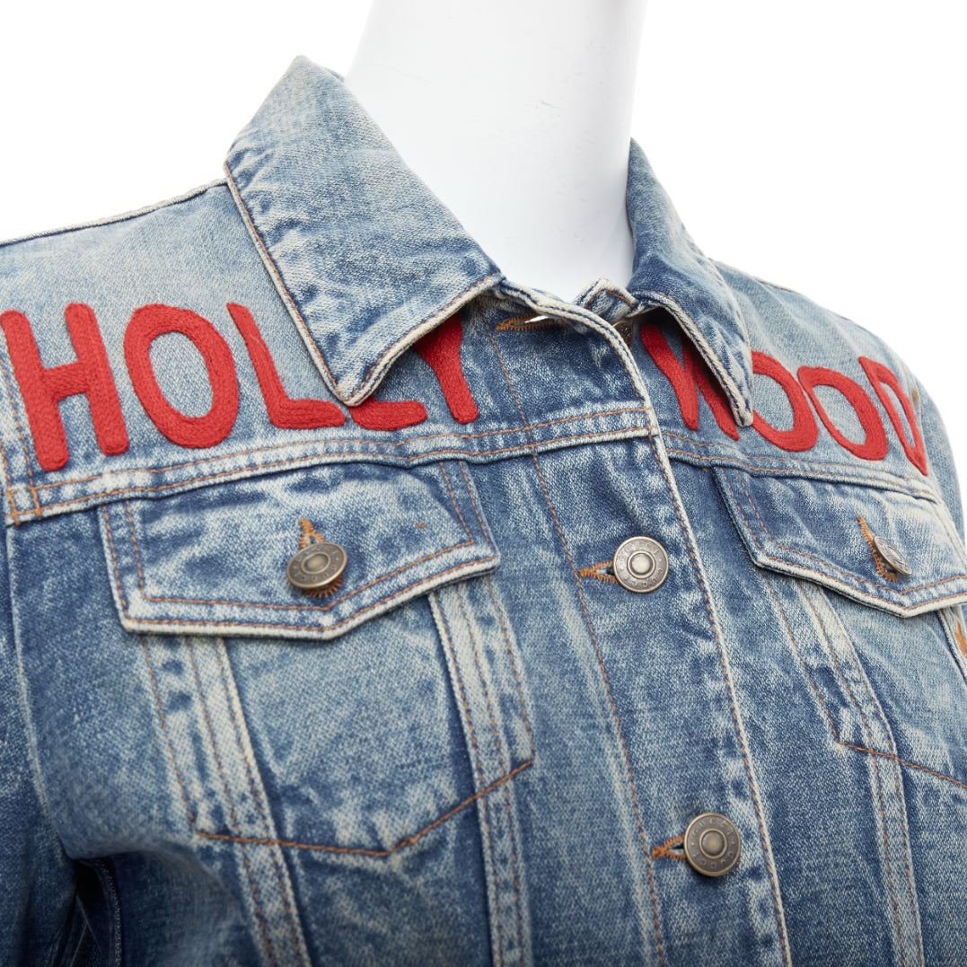 GUCCI HOLLYWOOD bunny blue washed denim jacket IT40 S