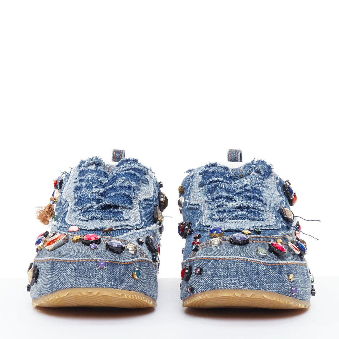 rare LOEWE 2023 Studio Ghibli Howls Moving Castle crystal denim sneakers EU39
