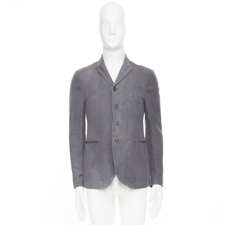 JOHN VARVATOS 2015 high break notch lapel textured button grey jacket EU44 XS