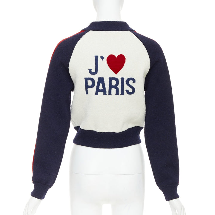 CHRISTIAN DIOR 2021 I Love Paris wool cropped track jacket zip bomber FR34 XS