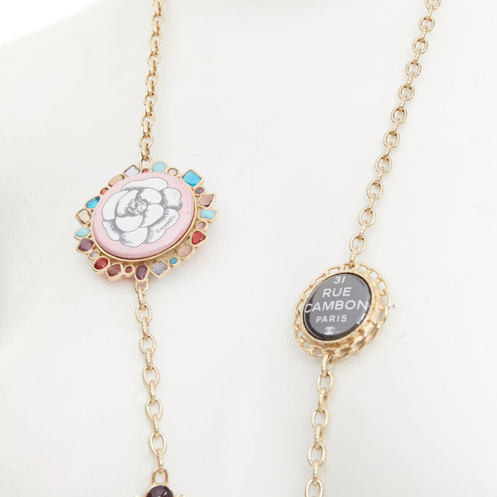 CHANEL 2008 08P Rue Cambon charm crystal rhinestone Gripoix sautoir necklace