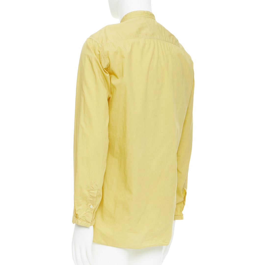 LANVIN butter yellow cotton bishop collar button up dress shirt EU40 L