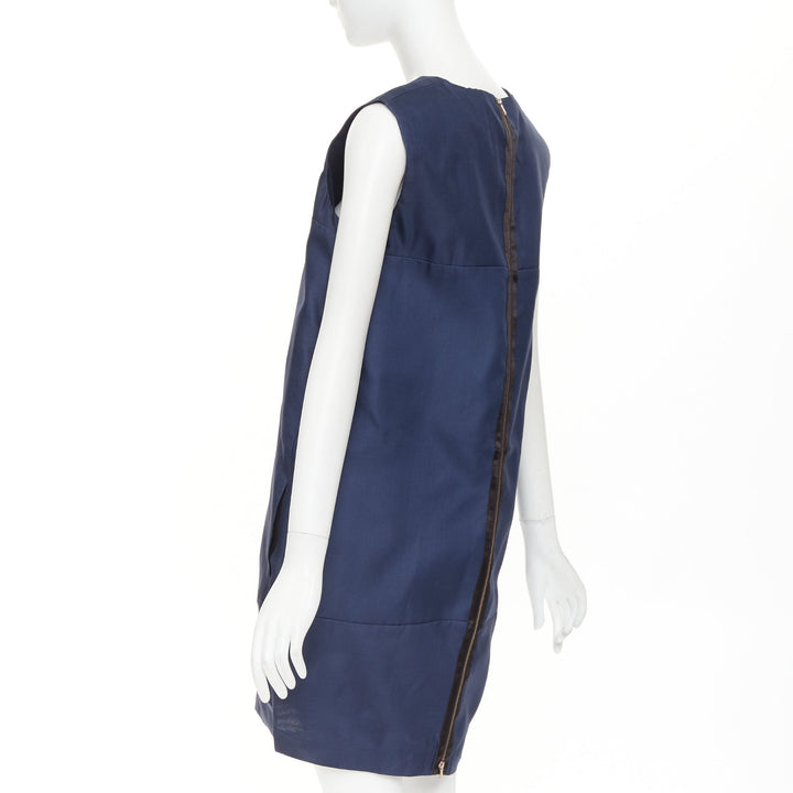 VICTORIA BECKHAM navy blue structural cocoon paneled pocket shift dress UK10 M