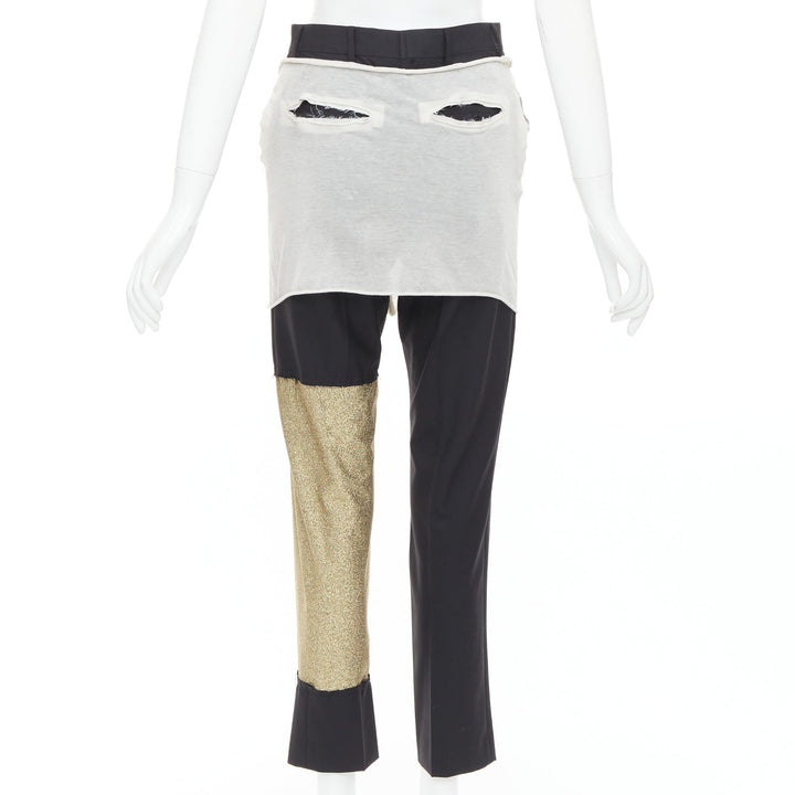rare RICK OWENS JOYCE 50th Limited Edition gold grey patchwork pants IT38 XS