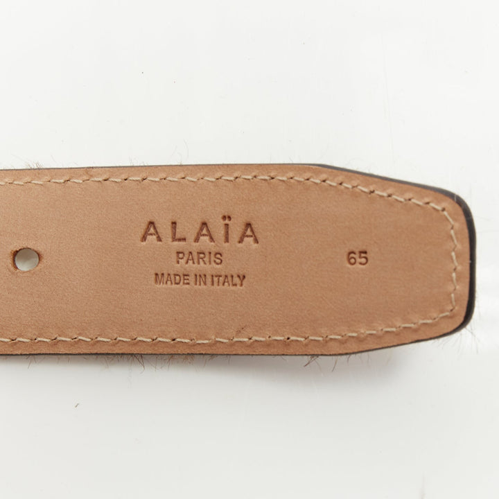 ALAIA cream brown animal print pony hair architectural waist corset belt 65cm