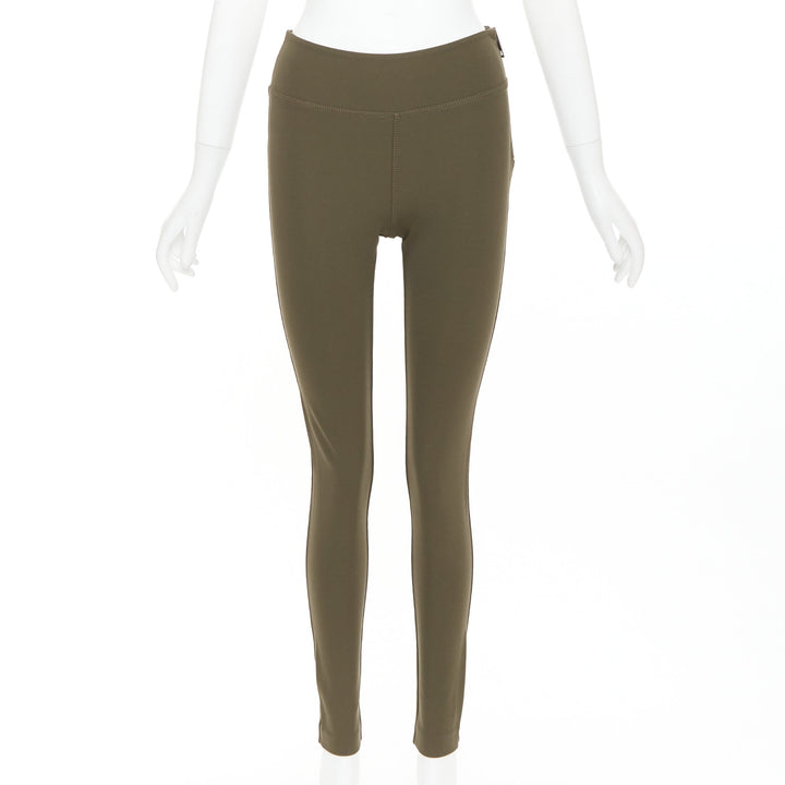 BURBERRY PRORSUM khaki green zip back hem stretch skinny pants IT40 S