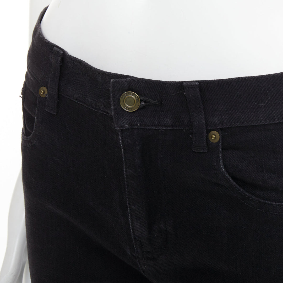 SAINT LAURENT 2013 D02 M/SK-LW black cotton classic cropped jeans 30"