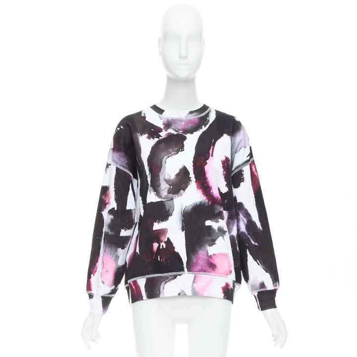 ALEXANDER MCQUEEN 2022 logo watercolor print long sleeve crew sweater IT38 XS