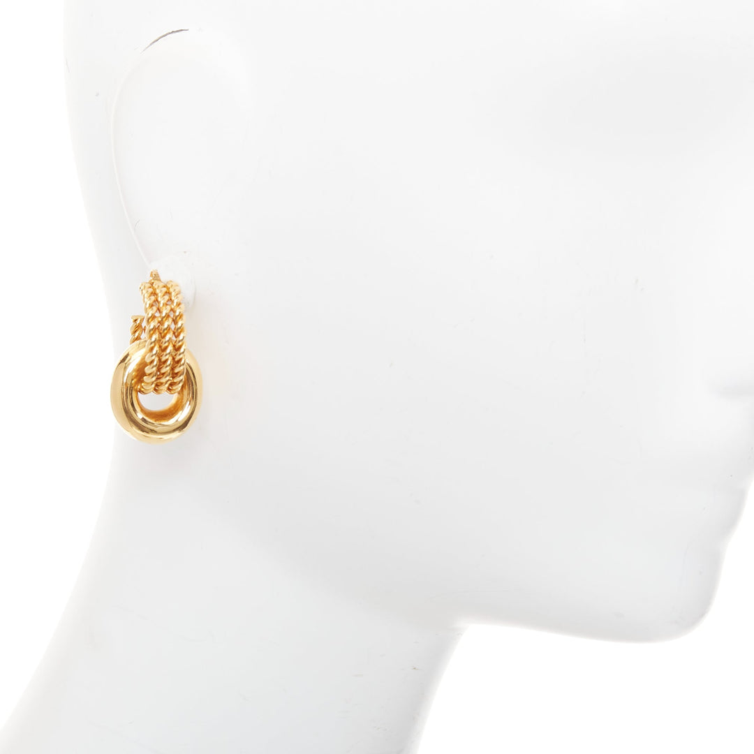 rare OLD CELINE Phoebe Philo 2018 Twisted Rope Double Hoop pin earrings Pair