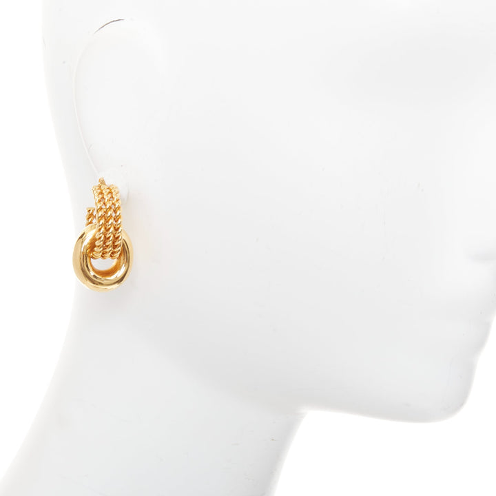 rare OLD CELINE Phoebe Philo 2018 Twisted Rope Double Hoop pin earrings Pair
