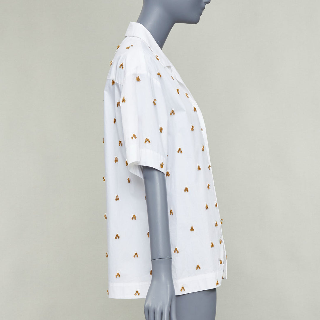 JACQUEMUS 2021 L'amour La Chemise Ble white glass embellished shirt FR34 XS
