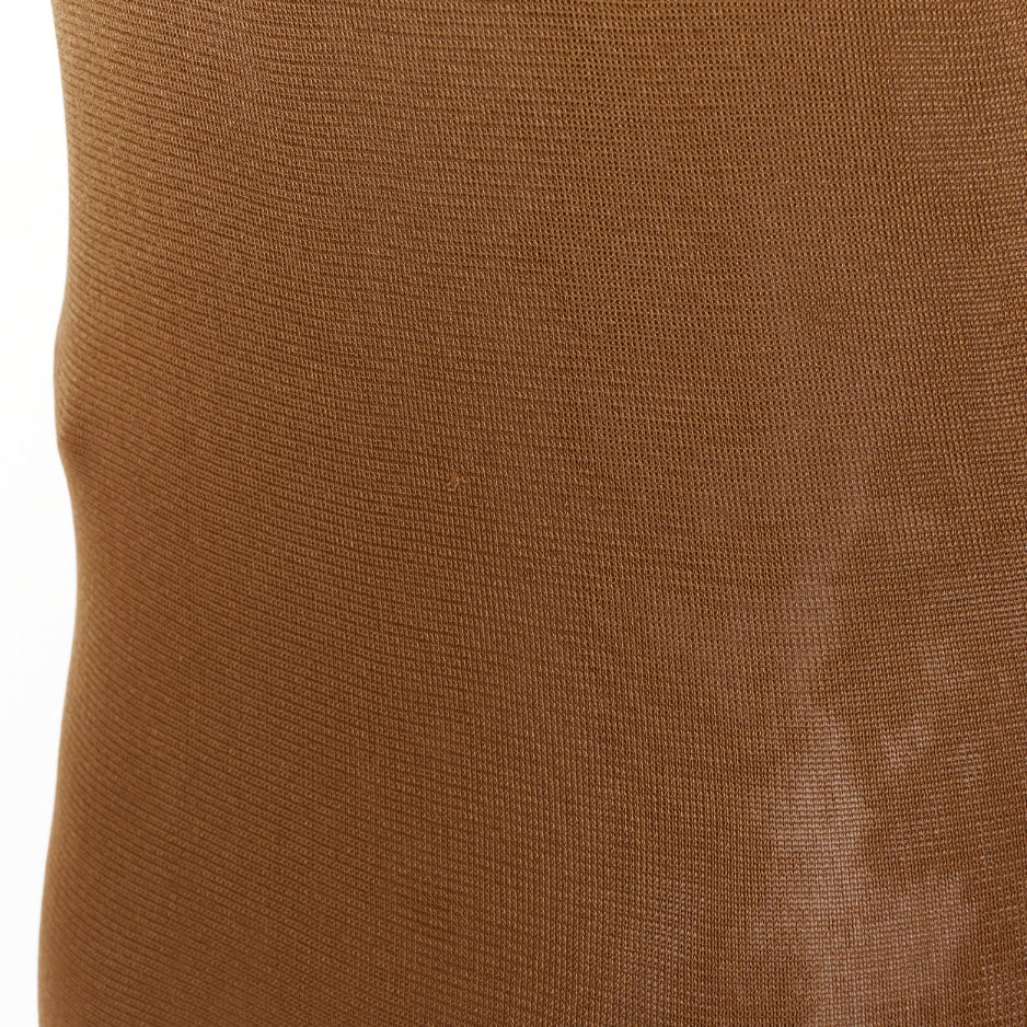 SAINT LAURENT 2022 brown slinky scoop neck sheer knit maxi dress XS