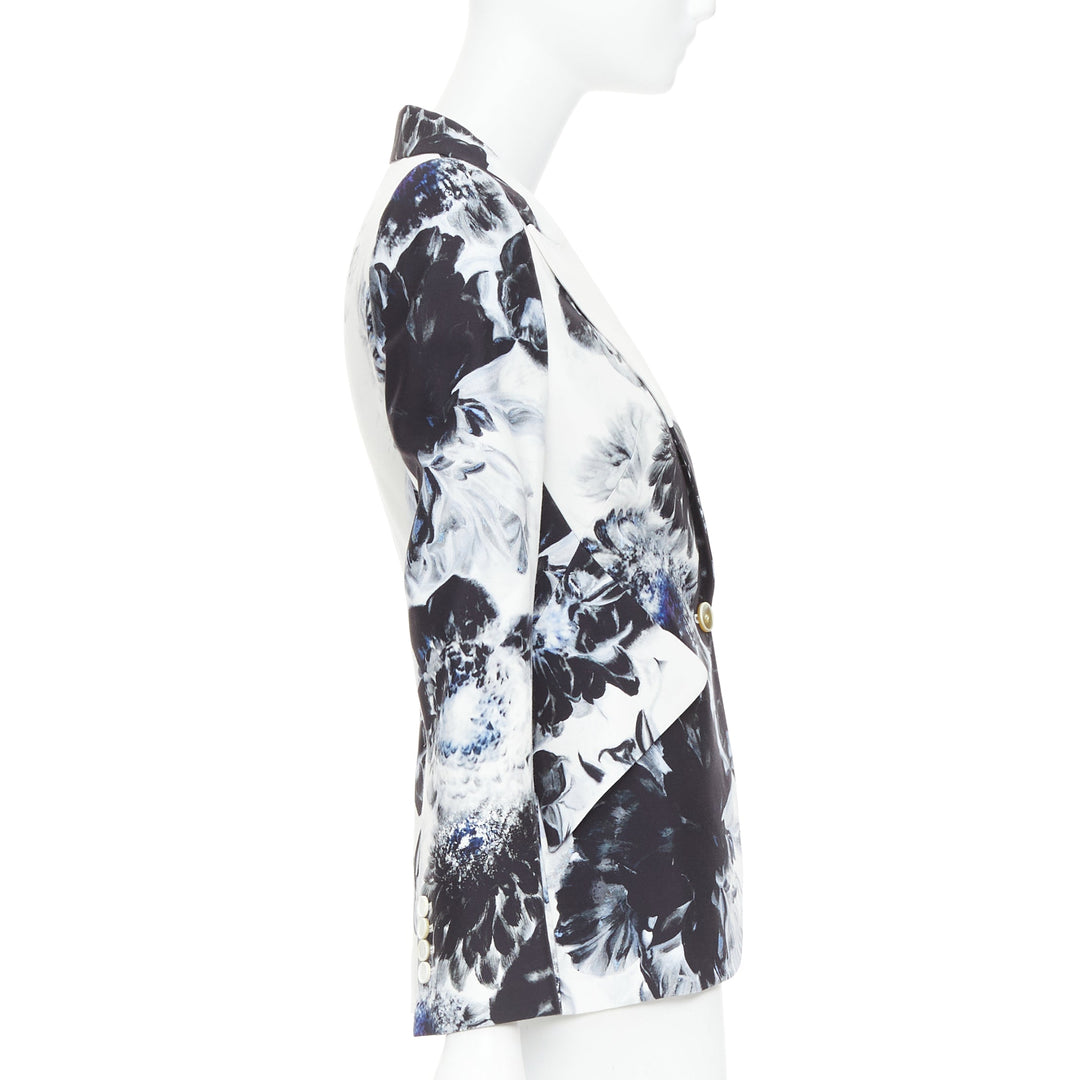 ALEXANDER MCQUEEN 2023 Chiaroscuro Xray floral fitted blazer jacket IT38 XS