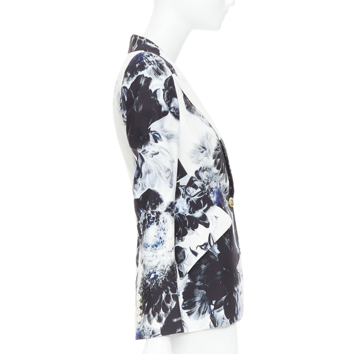 ALEXANDER MCQUEEN 2023 Chiaroscuro Xray floral fitted blazer jacket IT38 XS