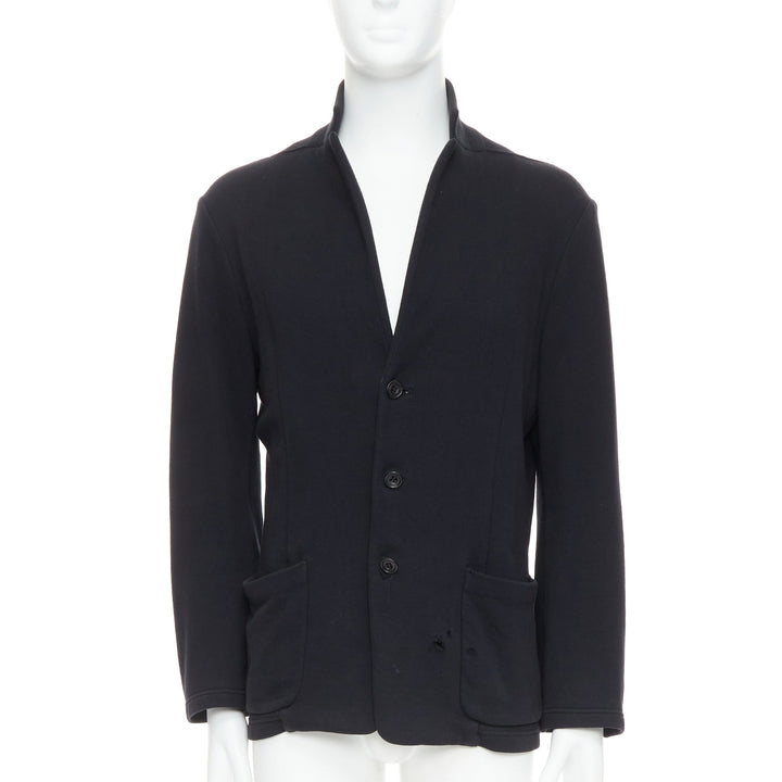 ATO black cotton jersey panelled pocketed cropped blazer IT46 S