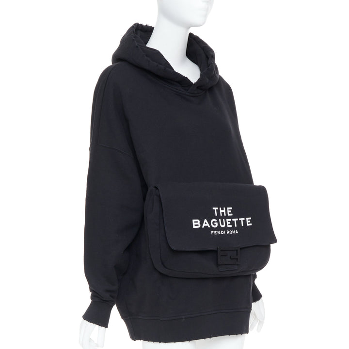 FENDI 2023 MARC JACOBS Baguette Bag  black pocket cotton hooded sweatshirt XS