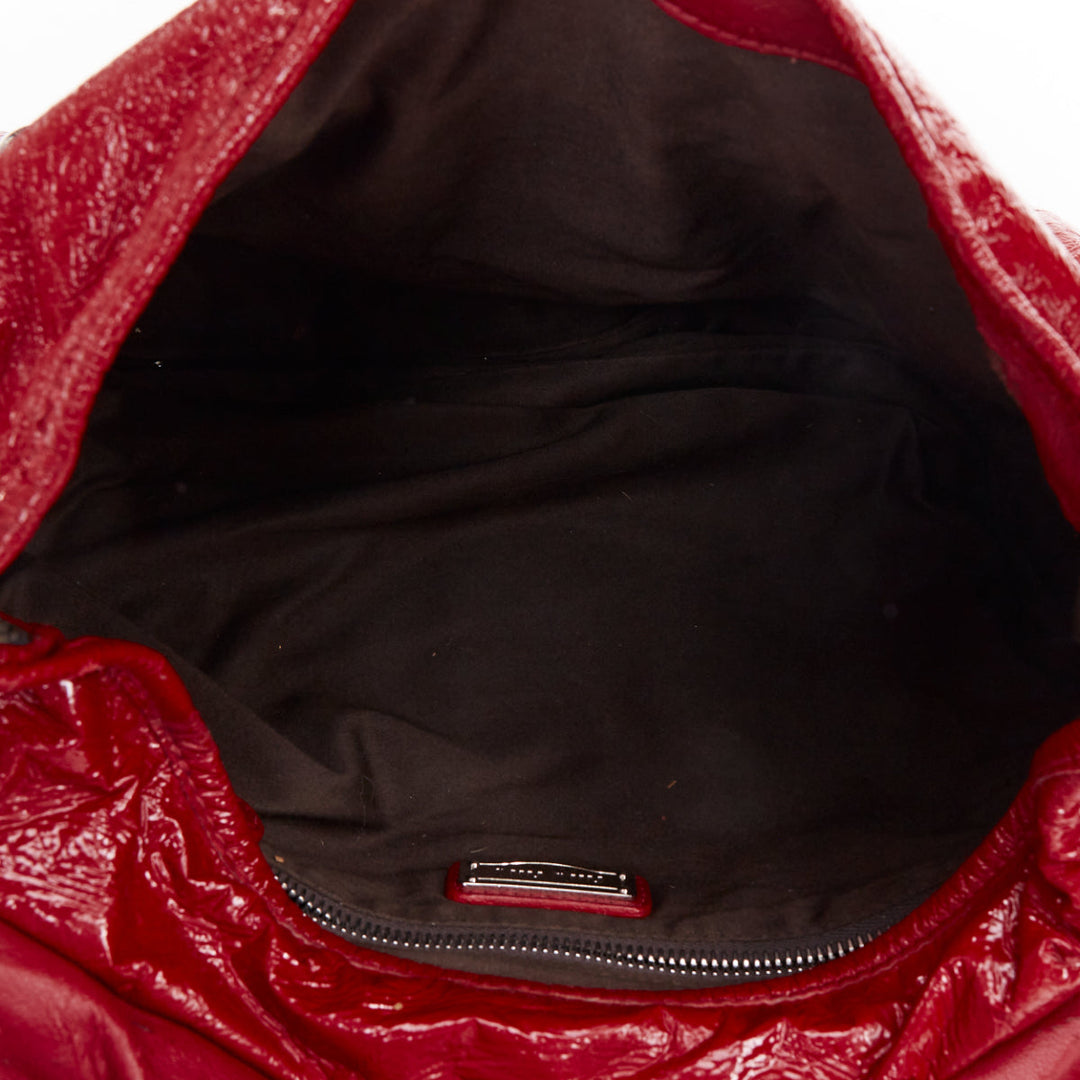MIU MIU Coffer Hobo red Matelasse patent leather quilted crossbody bag