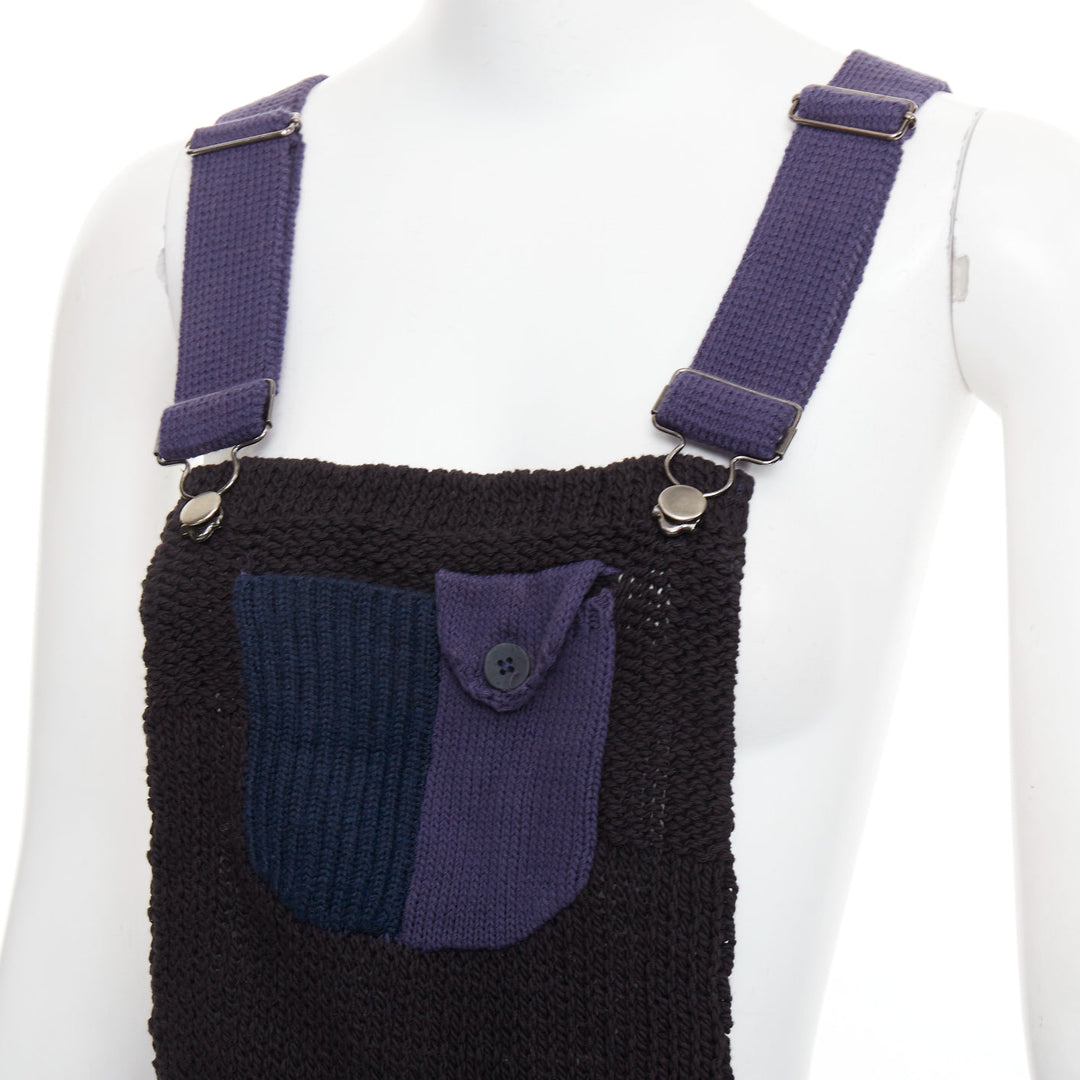 3.1 PHILLIP LIM Patchwork Jumper Dress black ink blue knitted cotton wool XS