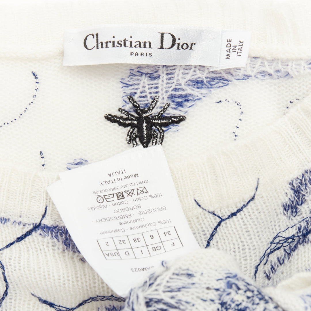 CHRISTIAN DIOR 2020 Around the World embroidered cashmere cotton sweater FR34 XS