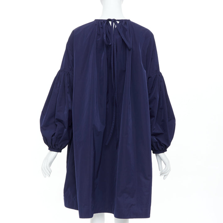 CALVIN KLEIN 205W39NYC Raf Simons navy polyester bishop sleeve  dress IT38 XS