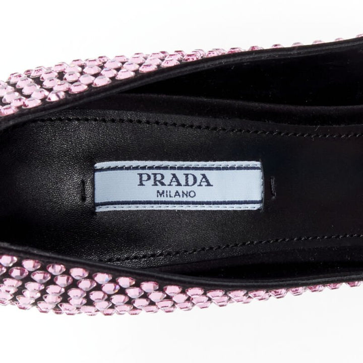 PRADA Rosa pink rhinestone crystal embellished pump EU38