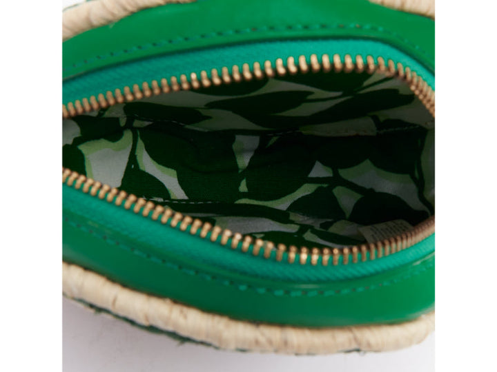KATE SPADE Spring Forward Wicker Snail green raffia rattan crossbody clutch bag