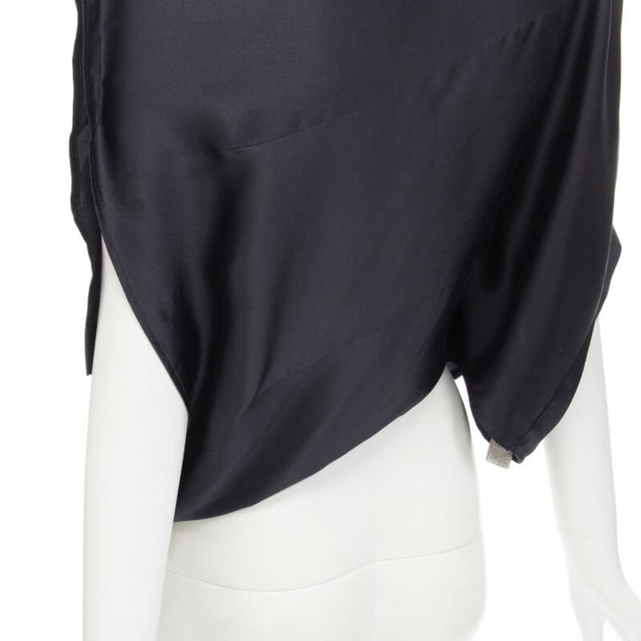 MAISON MARGIELA 2005 Vintage 100% silk black sideways off shoulder top IT42 M