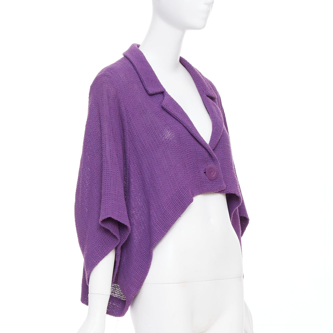 CHLOE Vintage purple cotton blend single button high low cape jacket FR38 M
