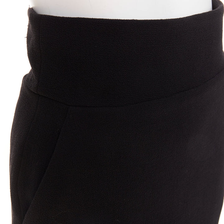 ALEXANDRE VAUTHIER black wool crepe high waisted back slit pencil skirt