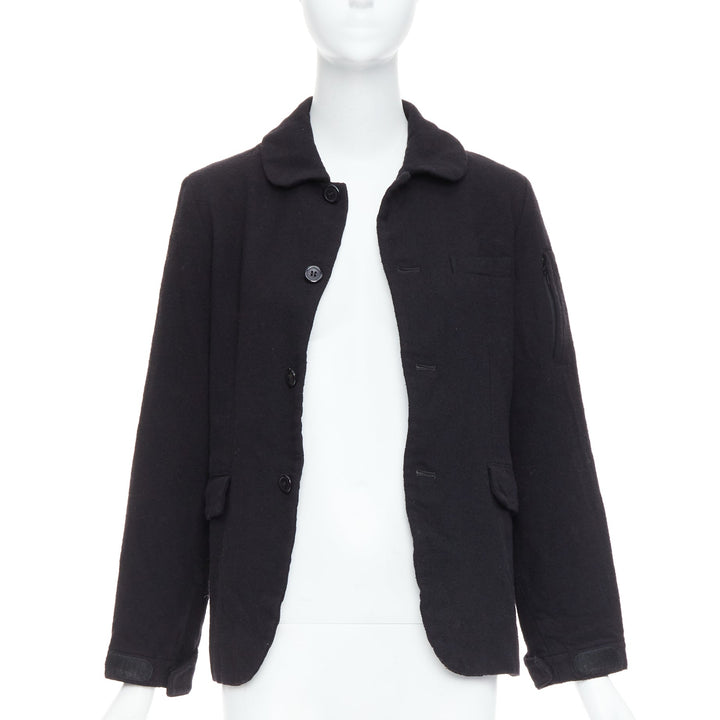 COMME DES GARCONS CDG black boiled wool button down blazer coat S