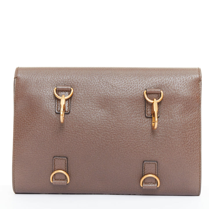 GUCCI 2017 Runway Totem rainbow brown leather flap envelop clutch bag