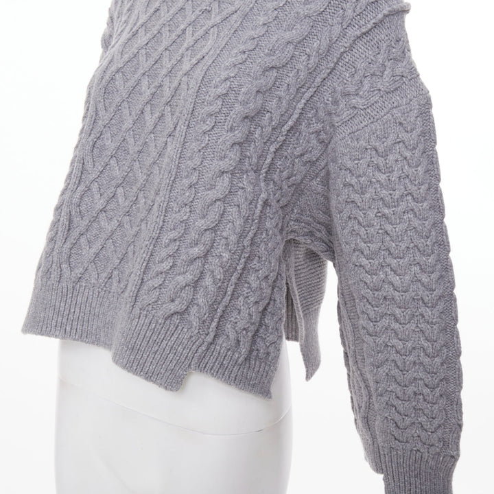 STELLA MCCARTNEY 2021 gray chunky cable organic cotton pullover top IT36 XXS