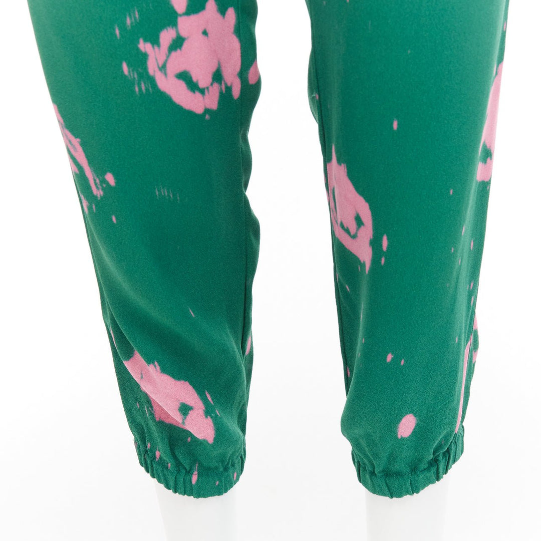 MARNI green pink splatter tie dye print elasticated casual pants IT38 XS