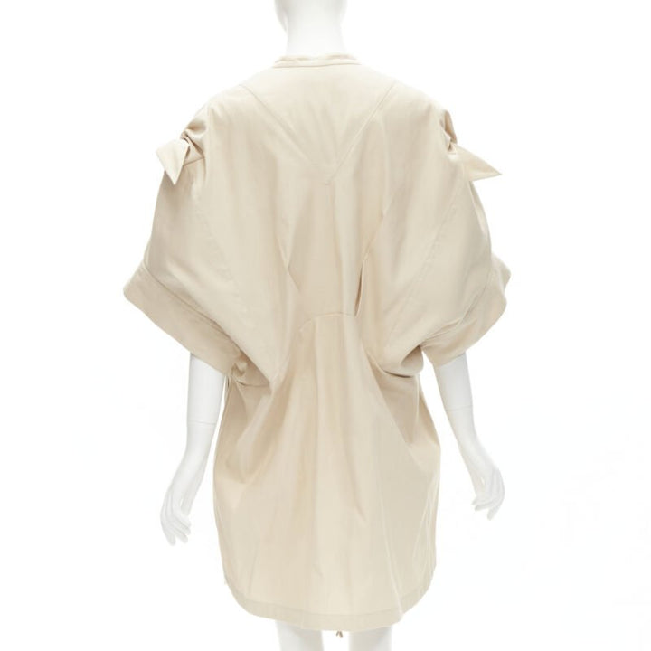 3.1 PHILLIP LIM beige cotton blend knot tie oversized cocoon dress US2 S