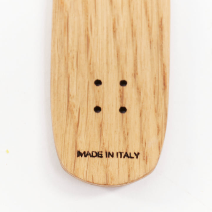 SAINT LAURENT 2022 light brown oak wood laser logo skate skateboard keychain